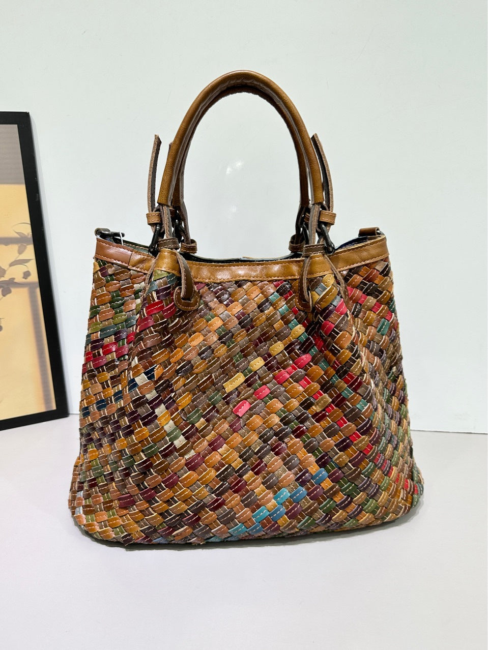 Women's First Layer Cattlehide Leather Fashion Portable Large Women's Handbag