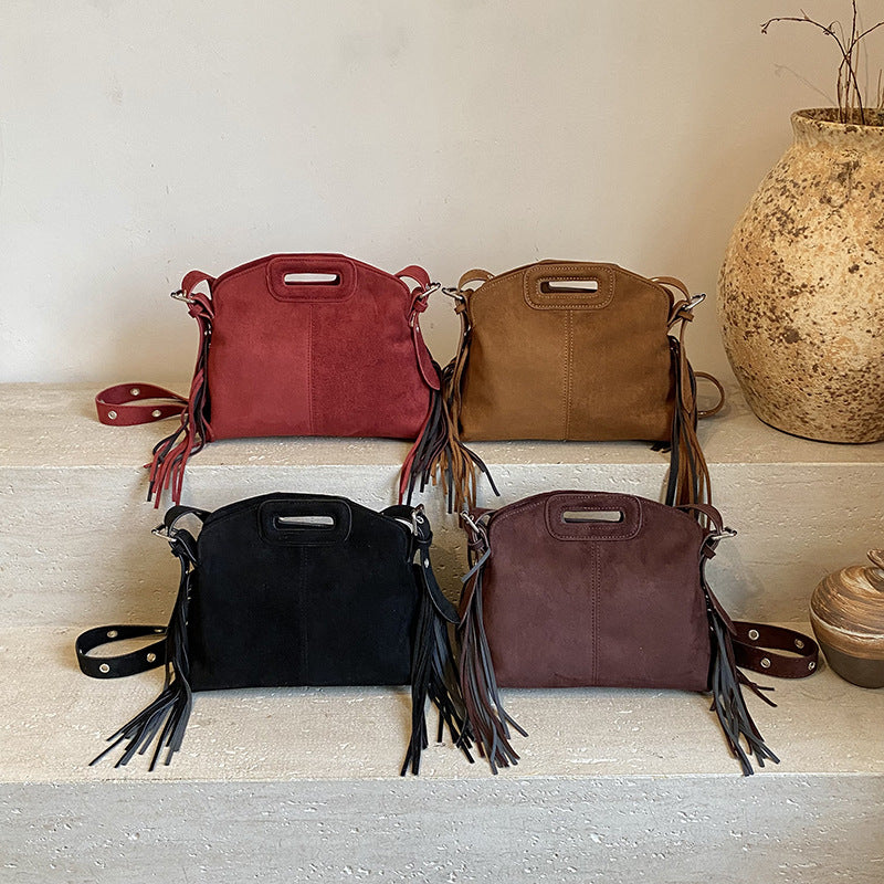 Women's Suede Fashion Retro Simple Texture Tassel Women's Shoulder Bag