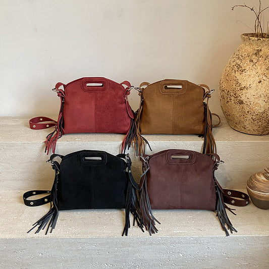 Women's Suede Fashion Retro Simple Texture Tassel Women's Shoulder Bag