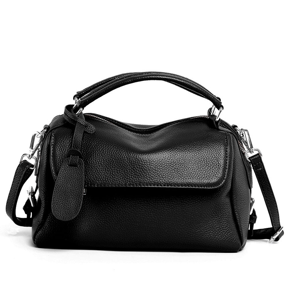 Women's Genuine Leather Portable Litchi Pattern First Layer Cowhide Bags