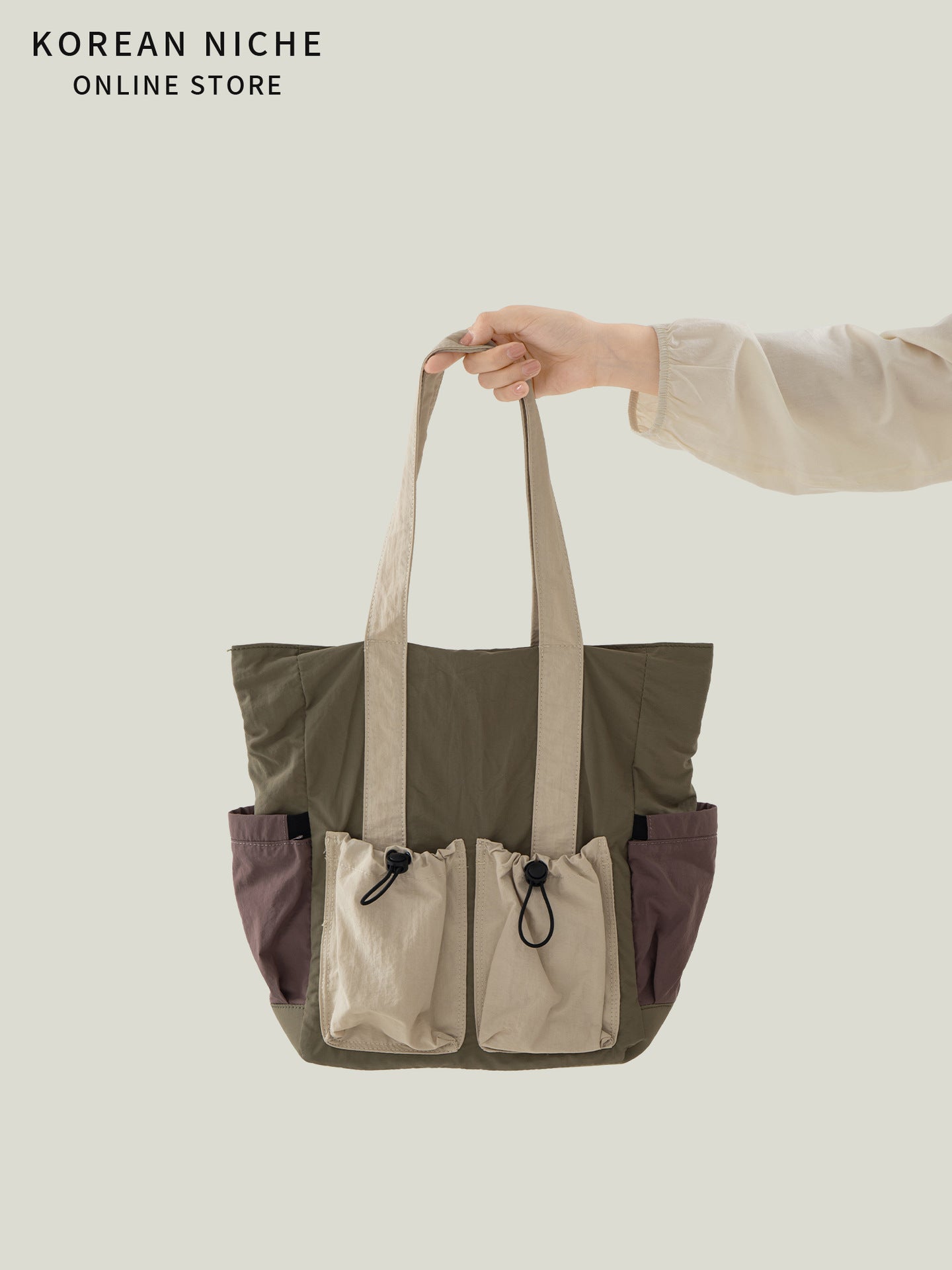 Korean Style Minority Simple Nylon Large Capacity Drawstring Design Shoulder Bags