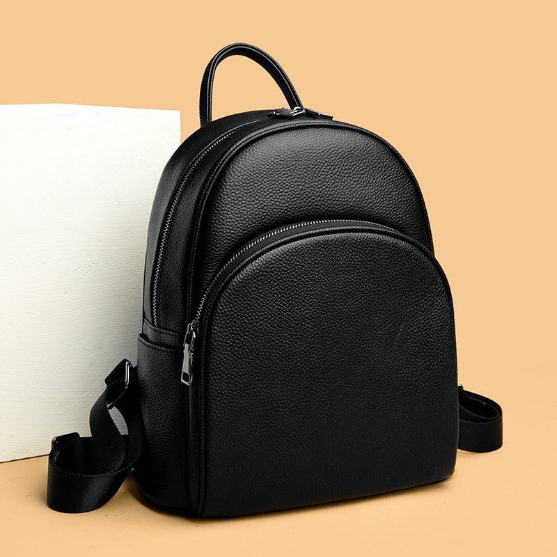 Women's First Layer Cowhide Large Capacity Simple Backpacks