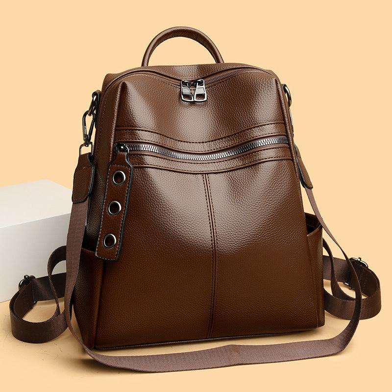 Women's Texture Soft Leather Large Capacity Travel Bags