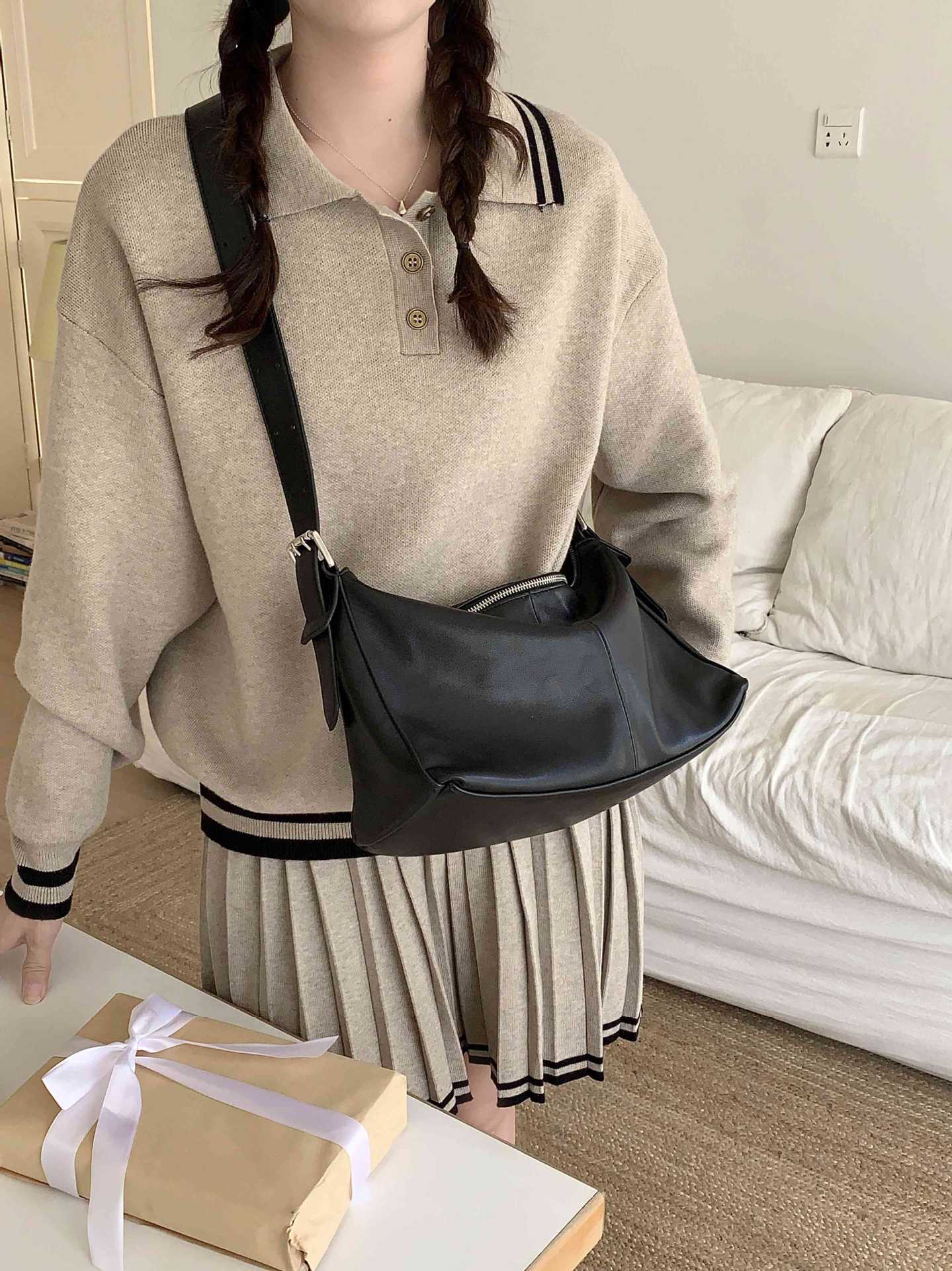Women's Fashion Solid Color Texture Advanced Women's Handbag