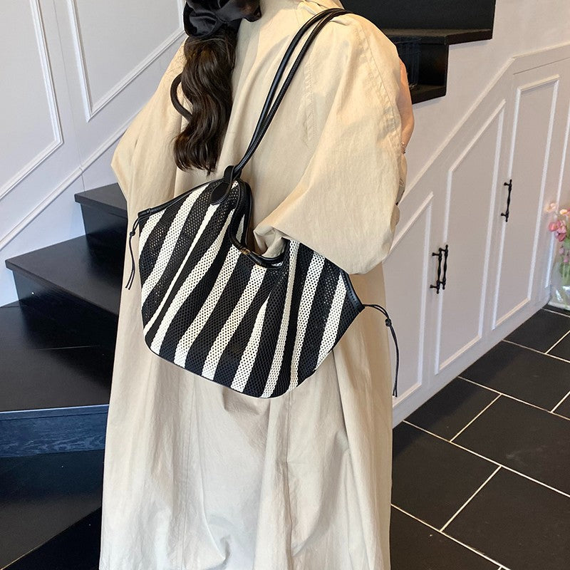 Design Large Capacity Totes Fashion Stripe Handbags