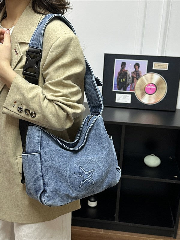 Slouchy Women's Fashion Versatile Washed-out Vintage Handbags