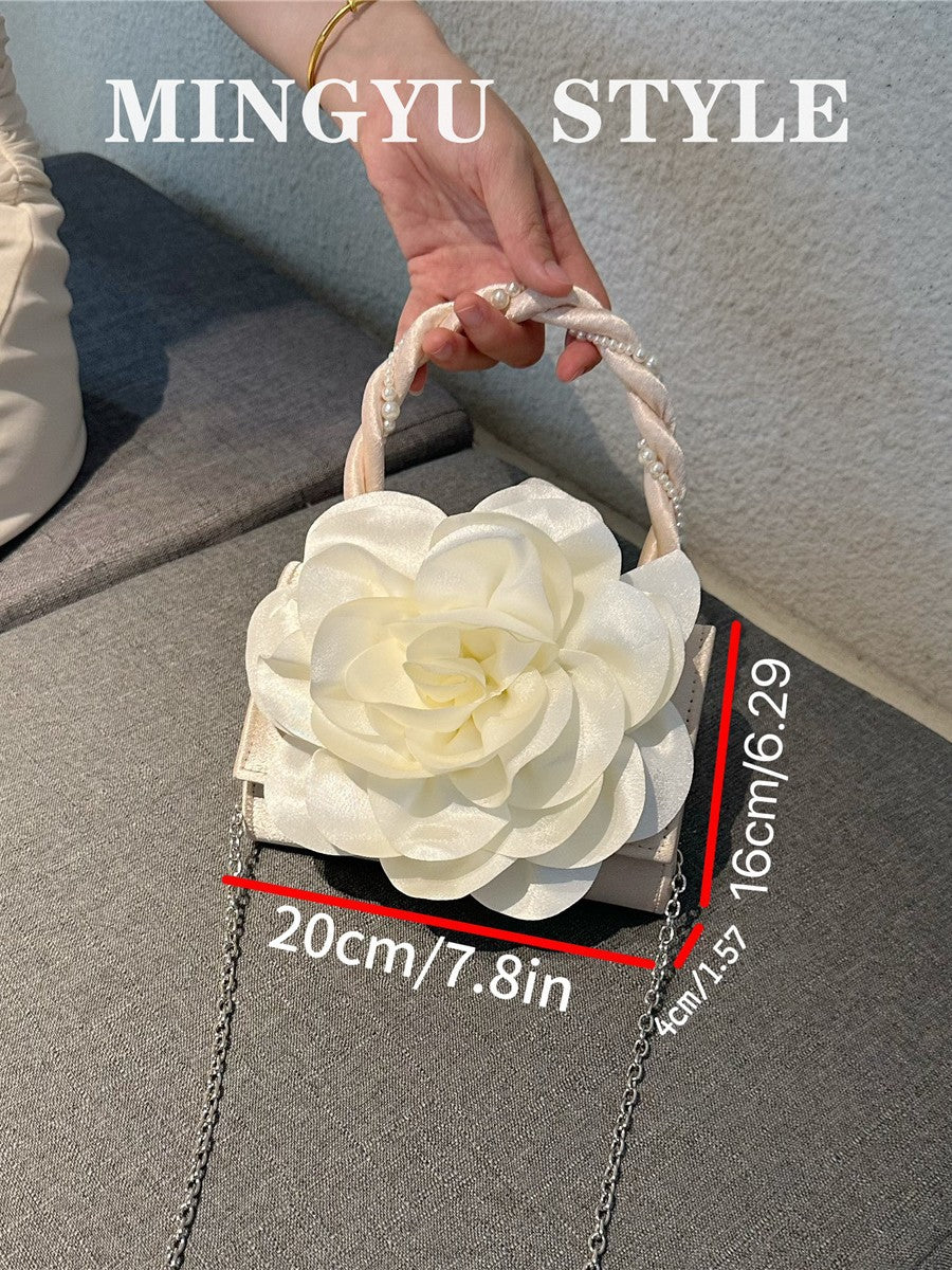 Retro Twist Pearl Clutch Rose Three-dimensional Bags