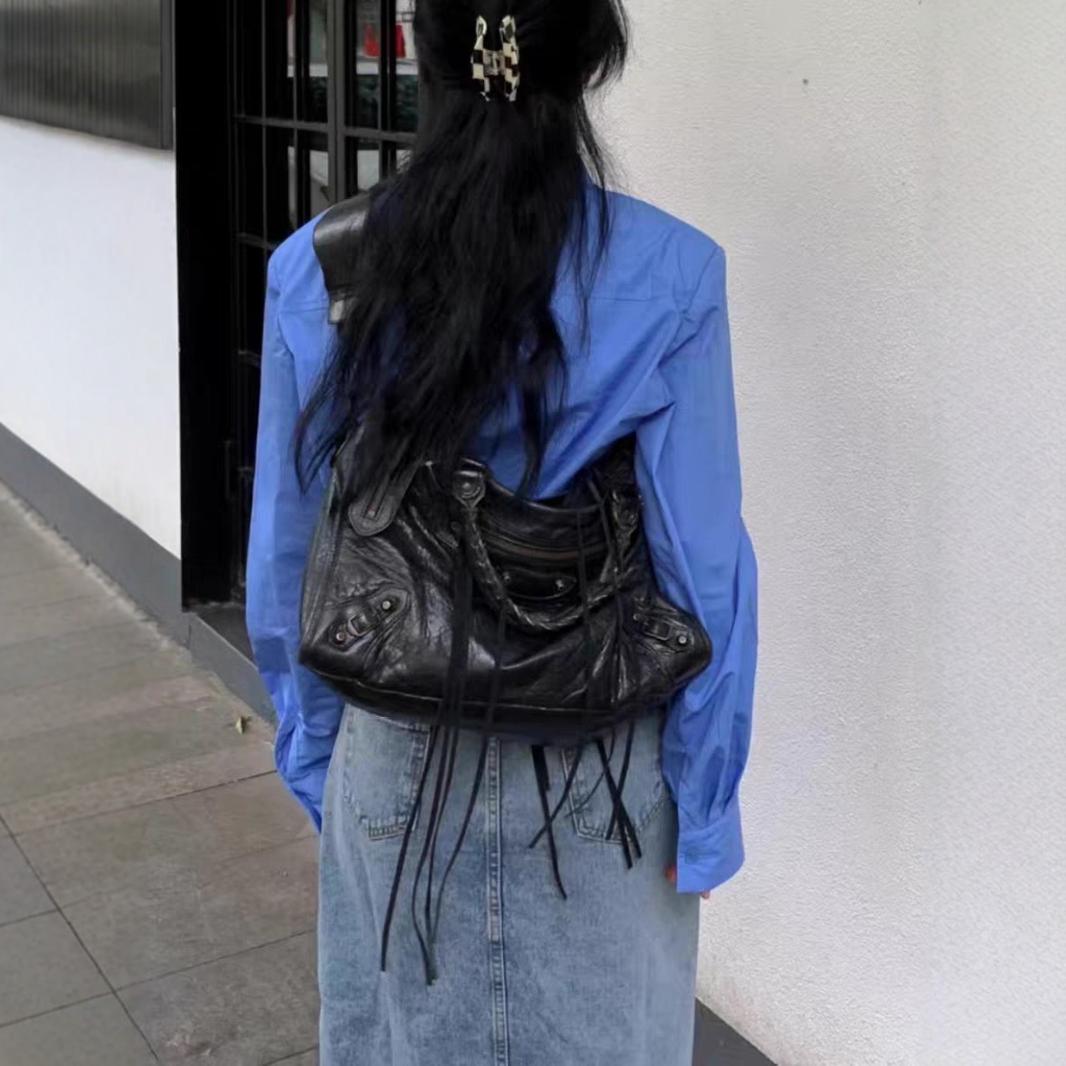 Design French Fashion Rivet Motorcycle Hot Advanced Large Bags