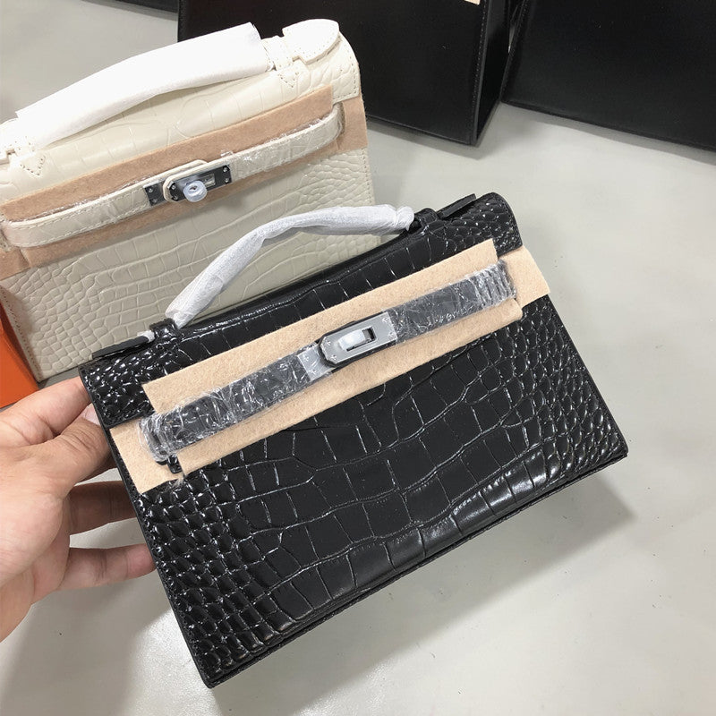 Crocodile Pattern Generation Kelly Cowhide High-grade Women's Handbag