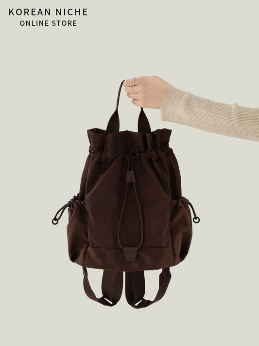 Nylon Drawstring Design Lightweight Female College Class Commute Leisure Backpacks