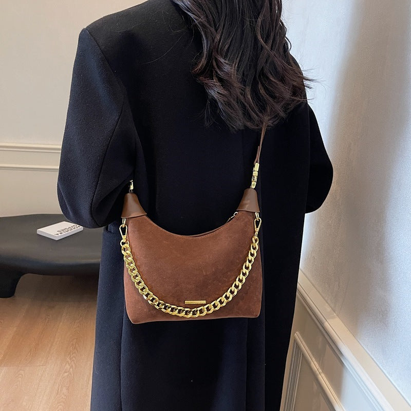 Women's French Minority Suede Fashion Retro Textured Underarm Bag
