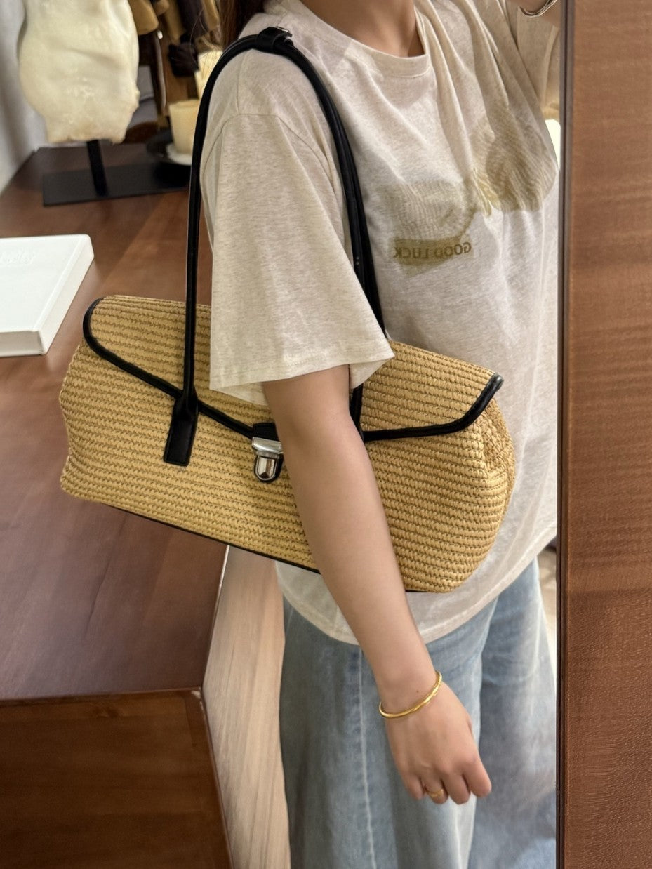 High-grade Raffia Baguette Big Simple Underarm Tote Bag