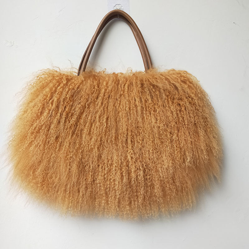 Innovative Classy Women's Tan Wool Fur Women's Handbag