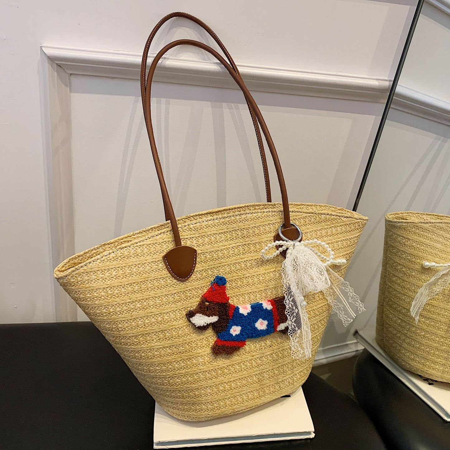 Women's Commuter Large Capacity Straw Woven Beach Trendy Tote Bag