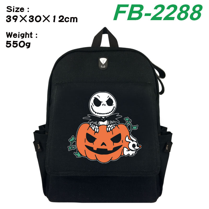 Christmas Night Horror Peripheral Printing Stylish Canvas Backpacks