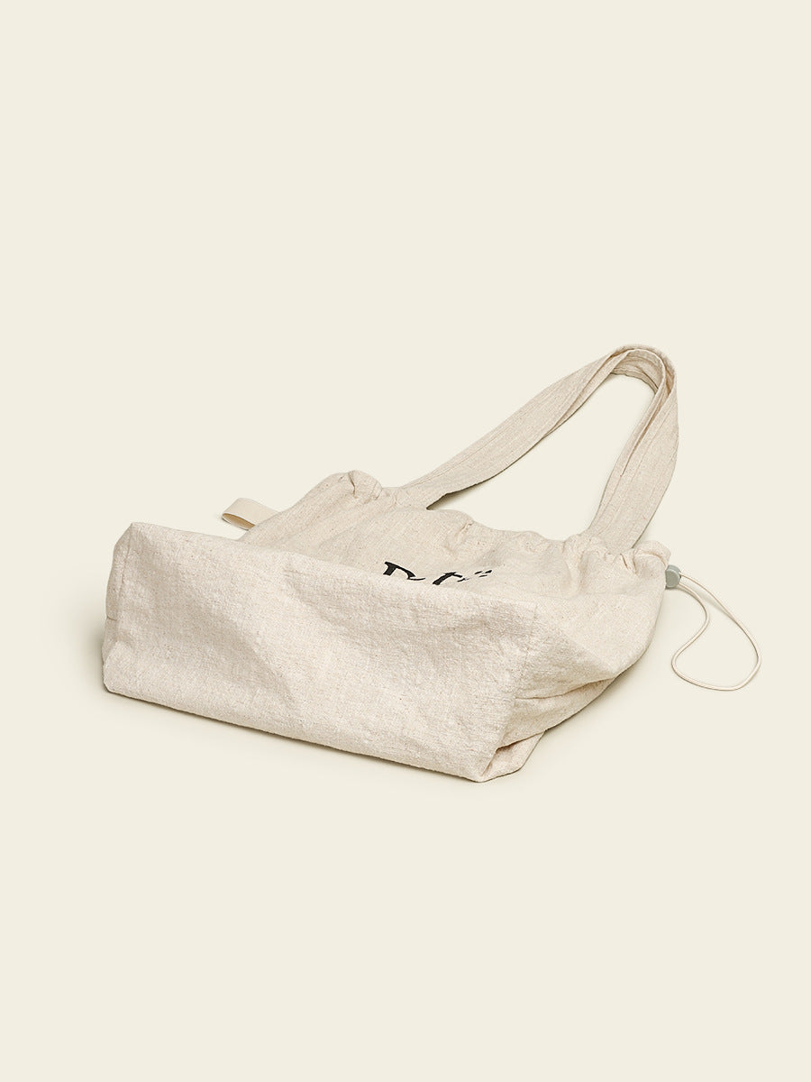 Women's Artistic Linen Large Capacity Idle Style Portable Drawstring Women's Shoulder Bag