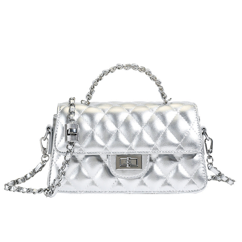 Trendy Classic Style Chain Advanced Texture Diamond Pattern Women's Shoulder Bag
