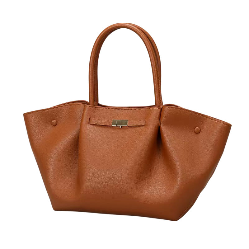 Women's Fashionable High-grade Large Capacity Lychee Pattern Temperament Women's Handbag