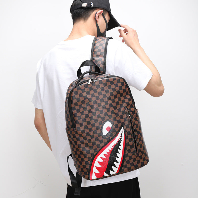 Men's Shark Print Business Large Capacity Campus Bags