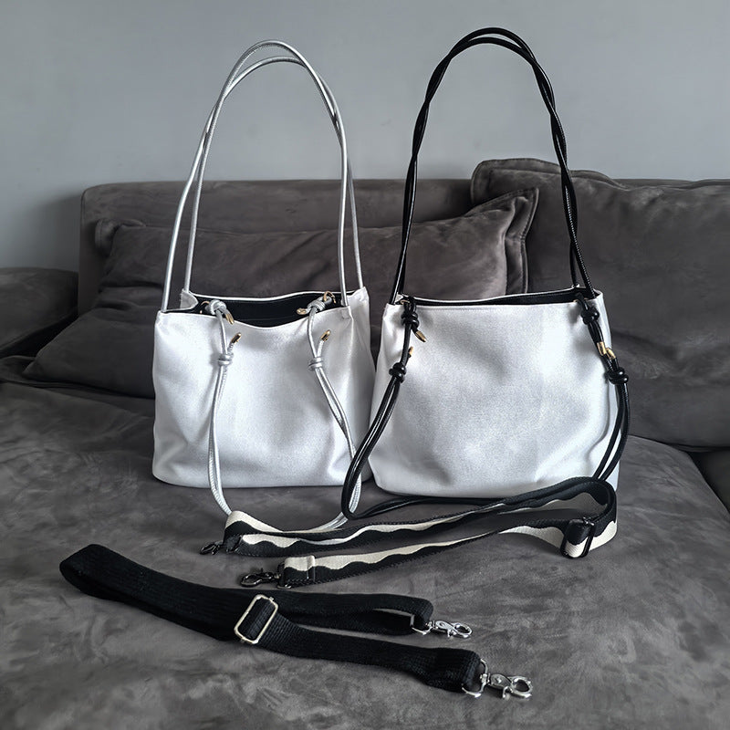 Women's Satin Clutch National Style Literary Blank Floating Bucket Bag