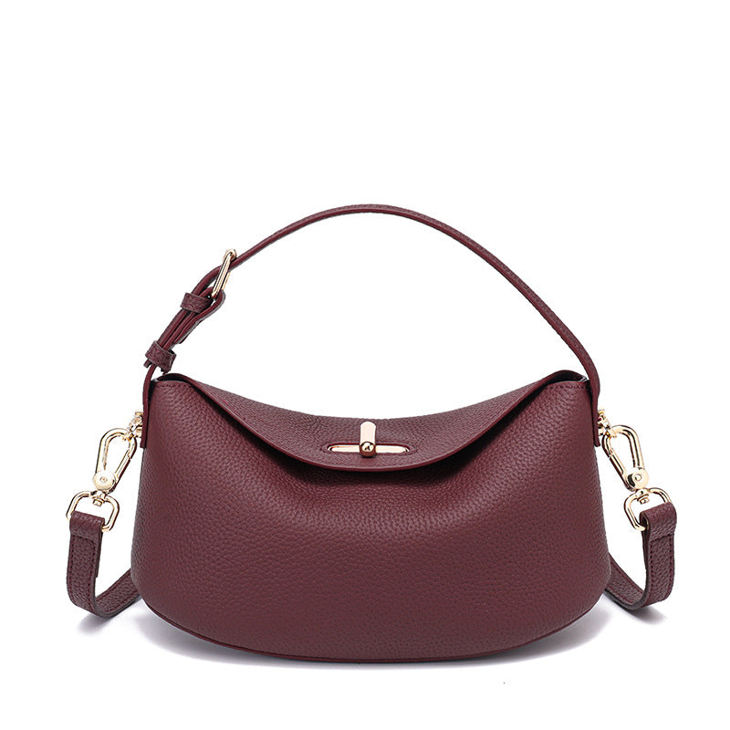 Women's Genuine Leather Simple Cowhide Fashion Portable Bucket Bags