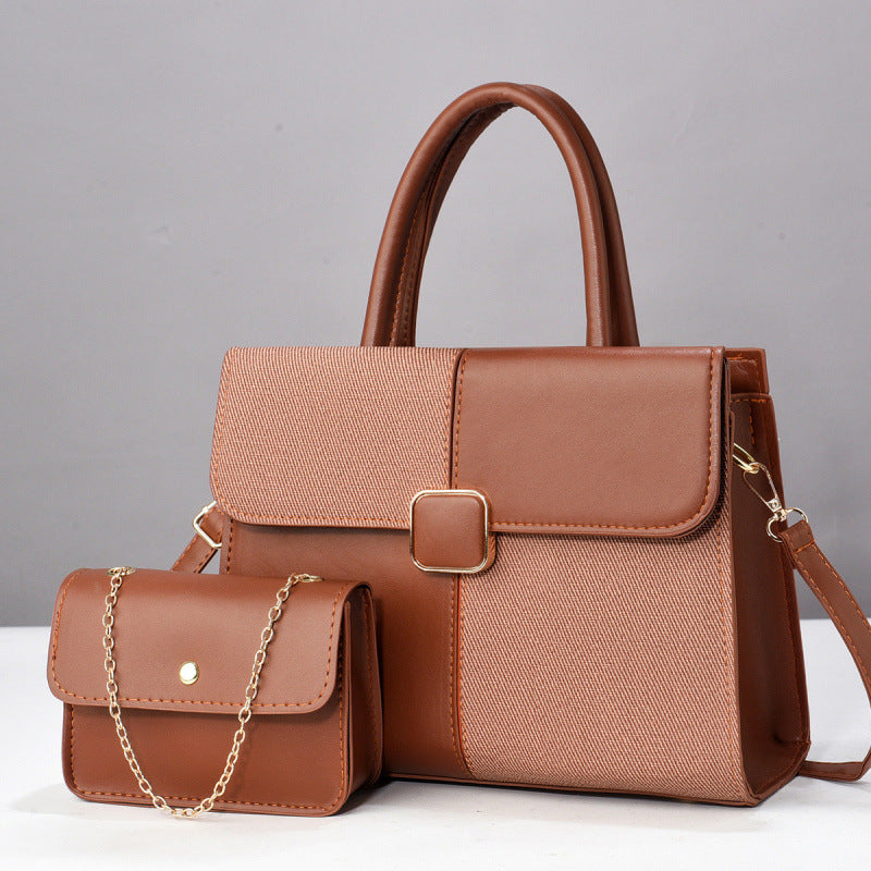 Fixed Large Capacity Contrast Color Embossed Fashion Handbags