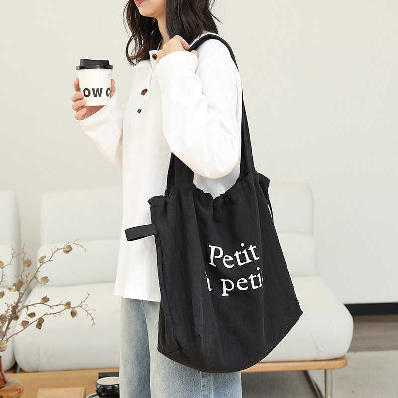 Women's Leisure Cotton Linen Fashion Letters Printed Women's Shoulder Bag