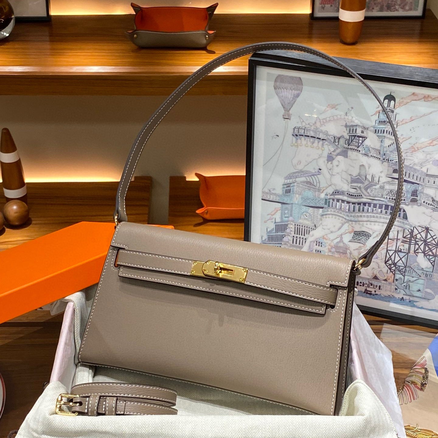 Kelly Underarm High-grade Horizontal Genuine Leather Retro Fashion Women's Shoulder Bag