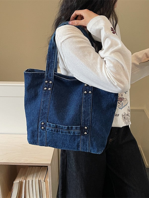 Women's Western Style Denim College Commuter Tote Bag