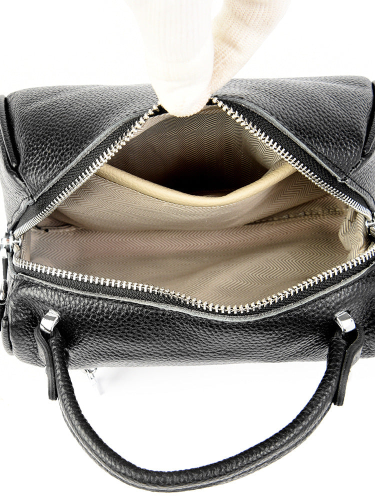Women's Capacity Boston Pillow Leather First Layer Handbags