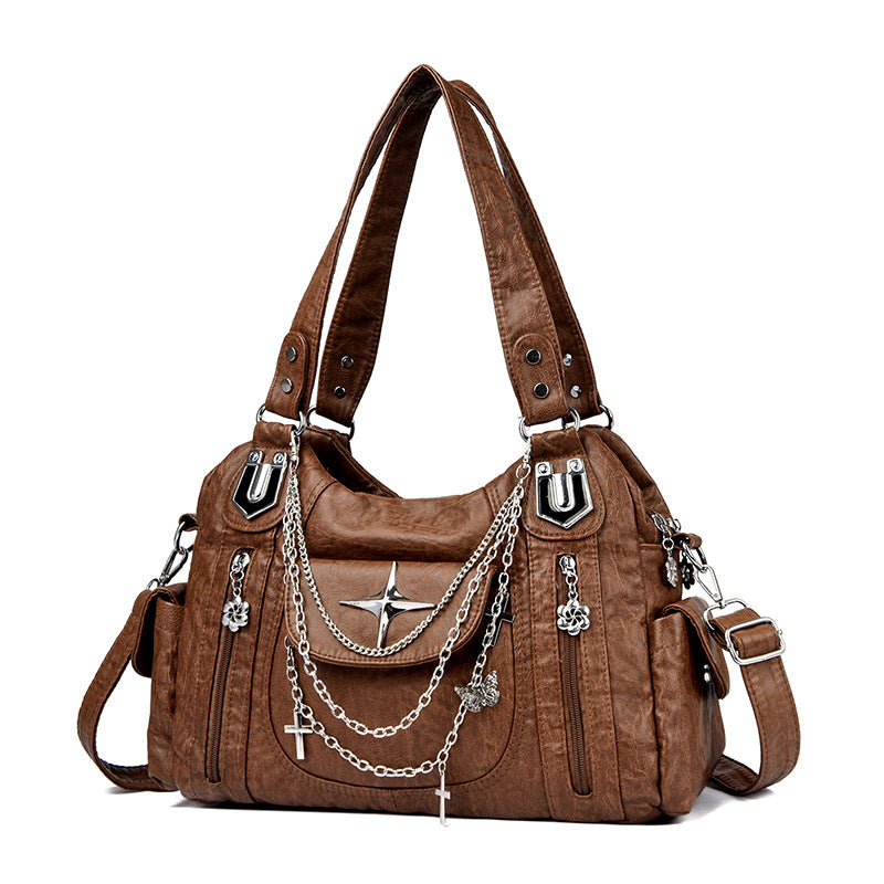 Women's Retro Washed Unique Hot Fan Bike Packet Large Capacity Women's Handbag