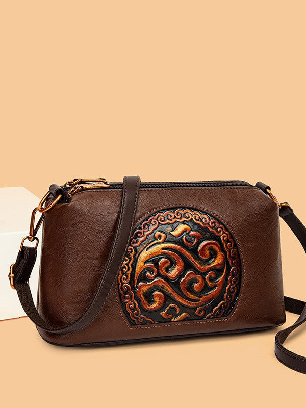 Women's Retro Ethnic Style Authentic Leather Tactile Bags