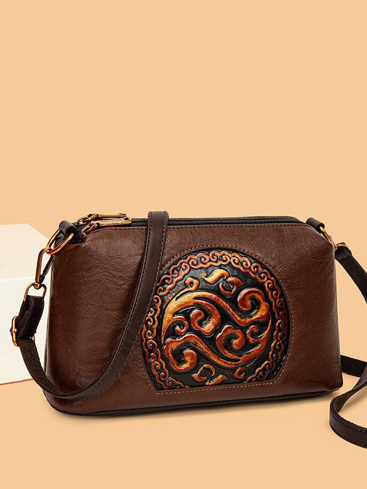 Women's Retro Ethnic Style Authentic Leather Tactile Bags