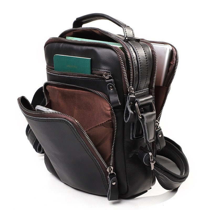 Men's Leather Retro Cowhide Large Capacity Multifunctional Men's Messenger Bag