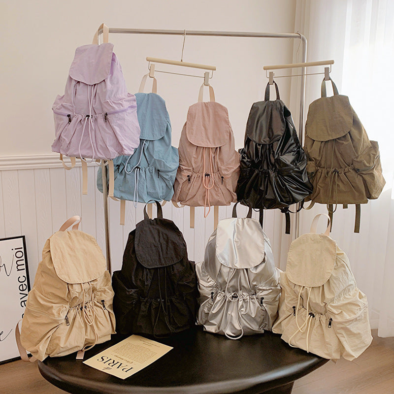 Practical Large Capacity Drawstring Niche Washed Women's Backpack