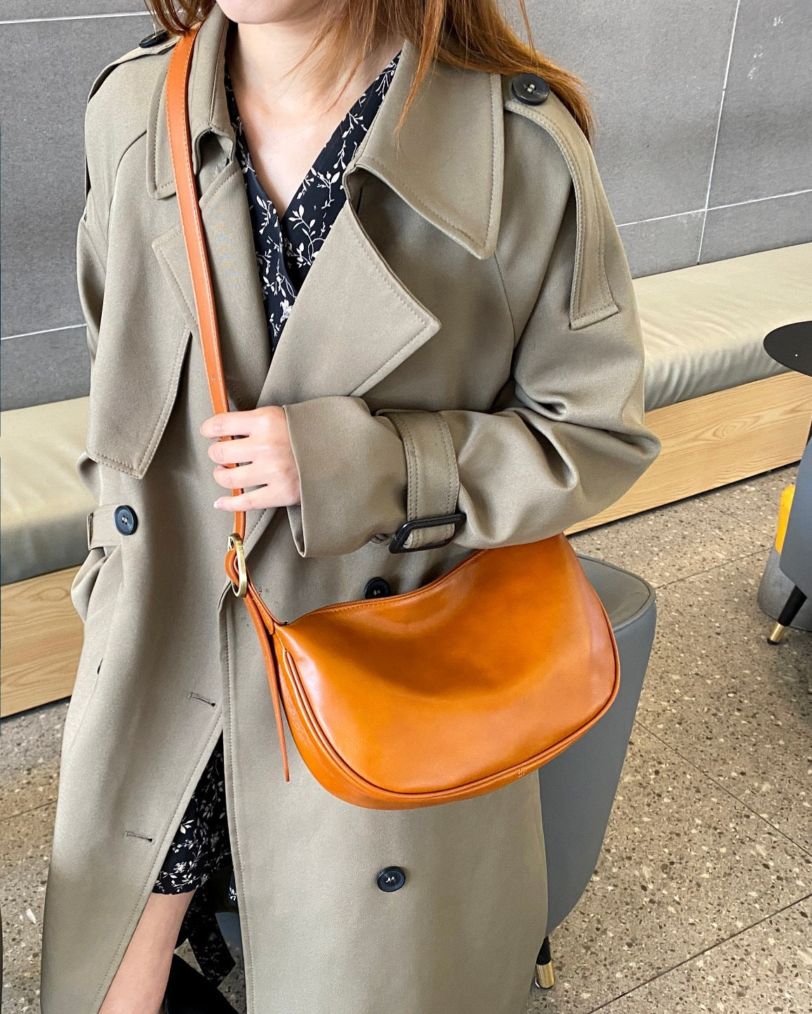 Women's Genuine Leather Fashion Underarm Dumpling Retro Commuter Female Bucket Bag