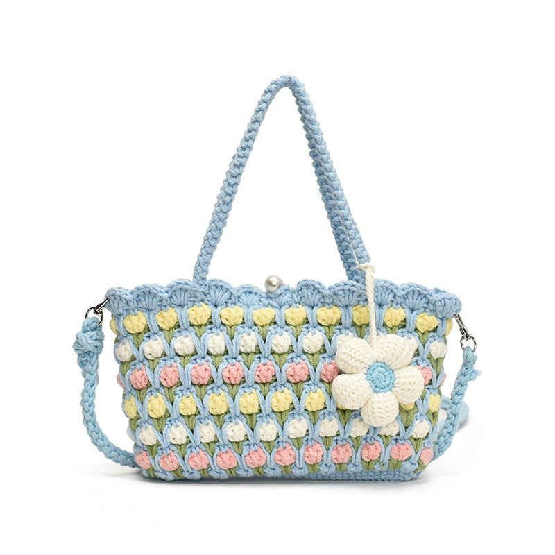 Tulip Wool Crocheted Woven Flower Sunflower Women's Messenger Bag