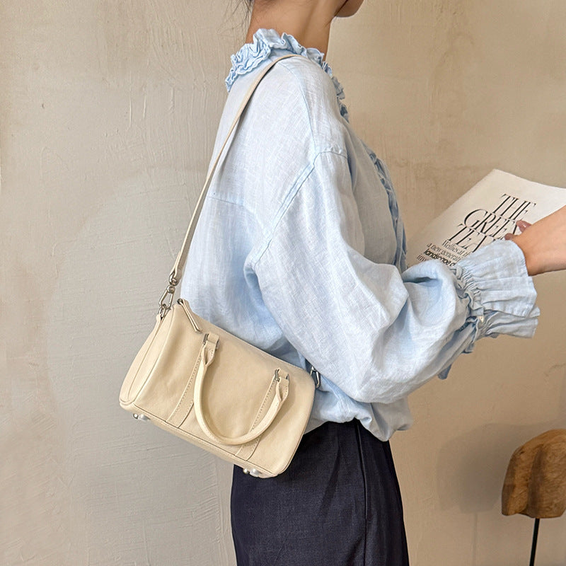 Women's Niche Bowling Vegetable Tanning Leather Retro High-grade Portable Women's Shoulder Bag