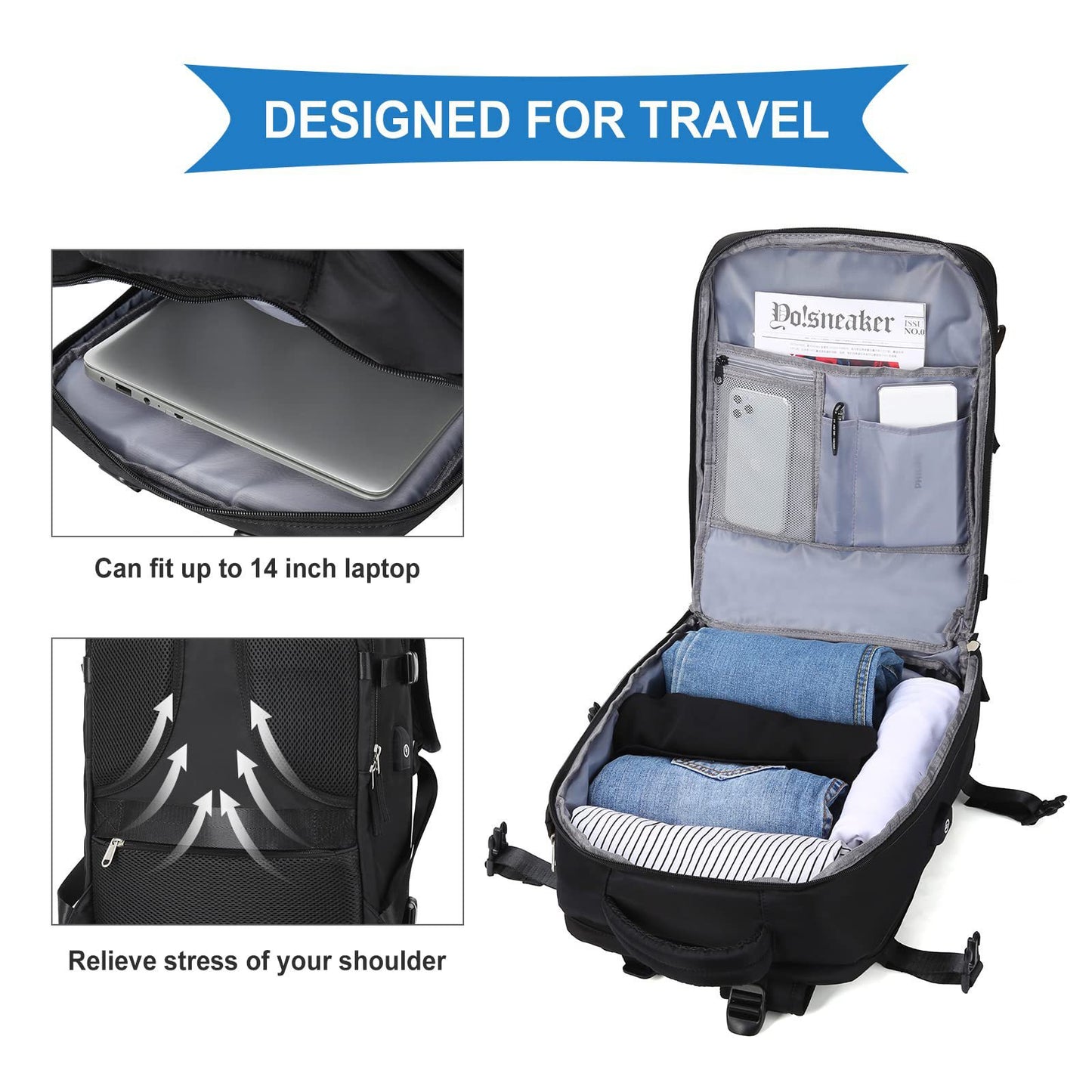 Women's & Men's Logo Airline Approved Carry-on Flight Waterproof Leisure Backpack