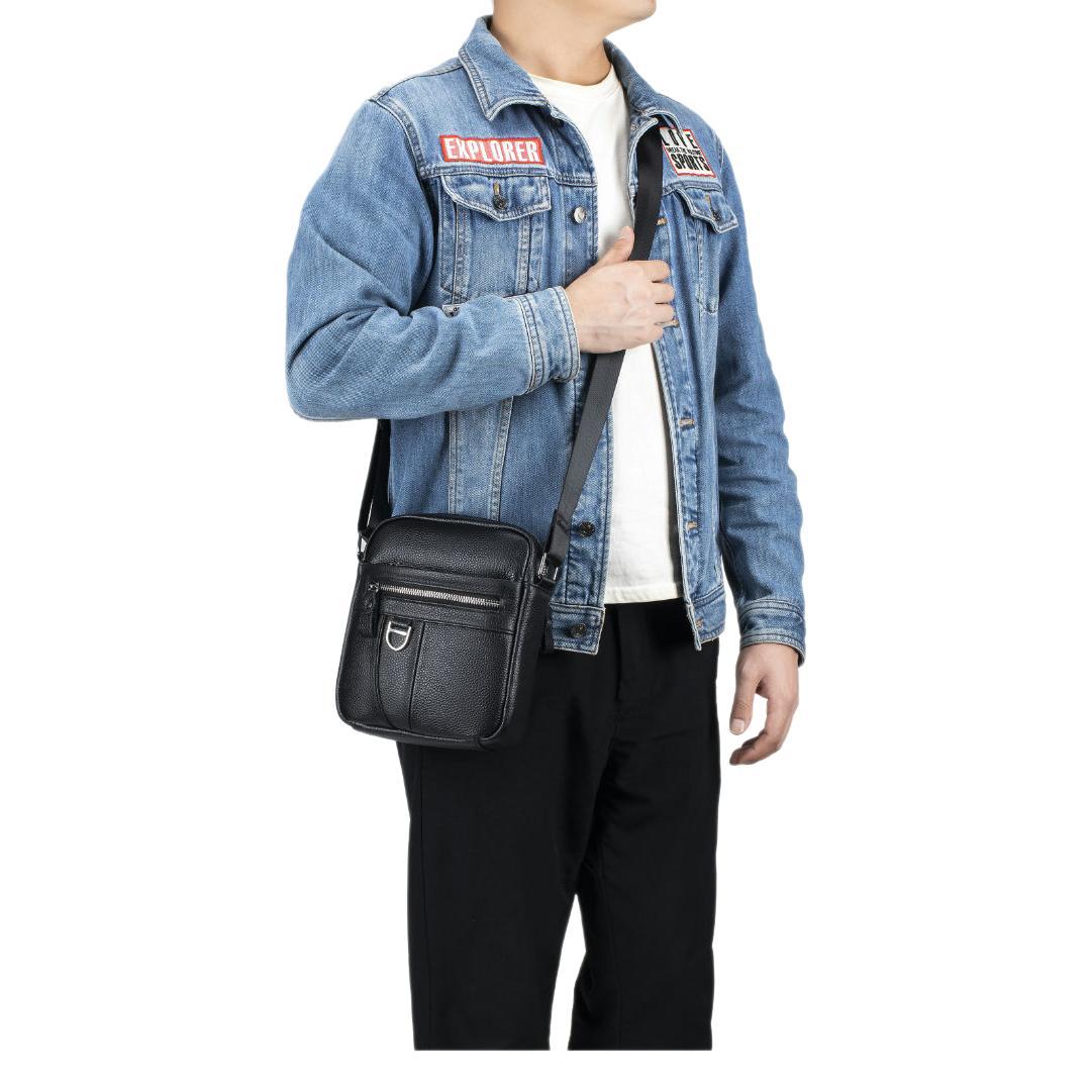 Men's Layer Cowhide Business Leisure Mini Genuine Men's Messenger Bag