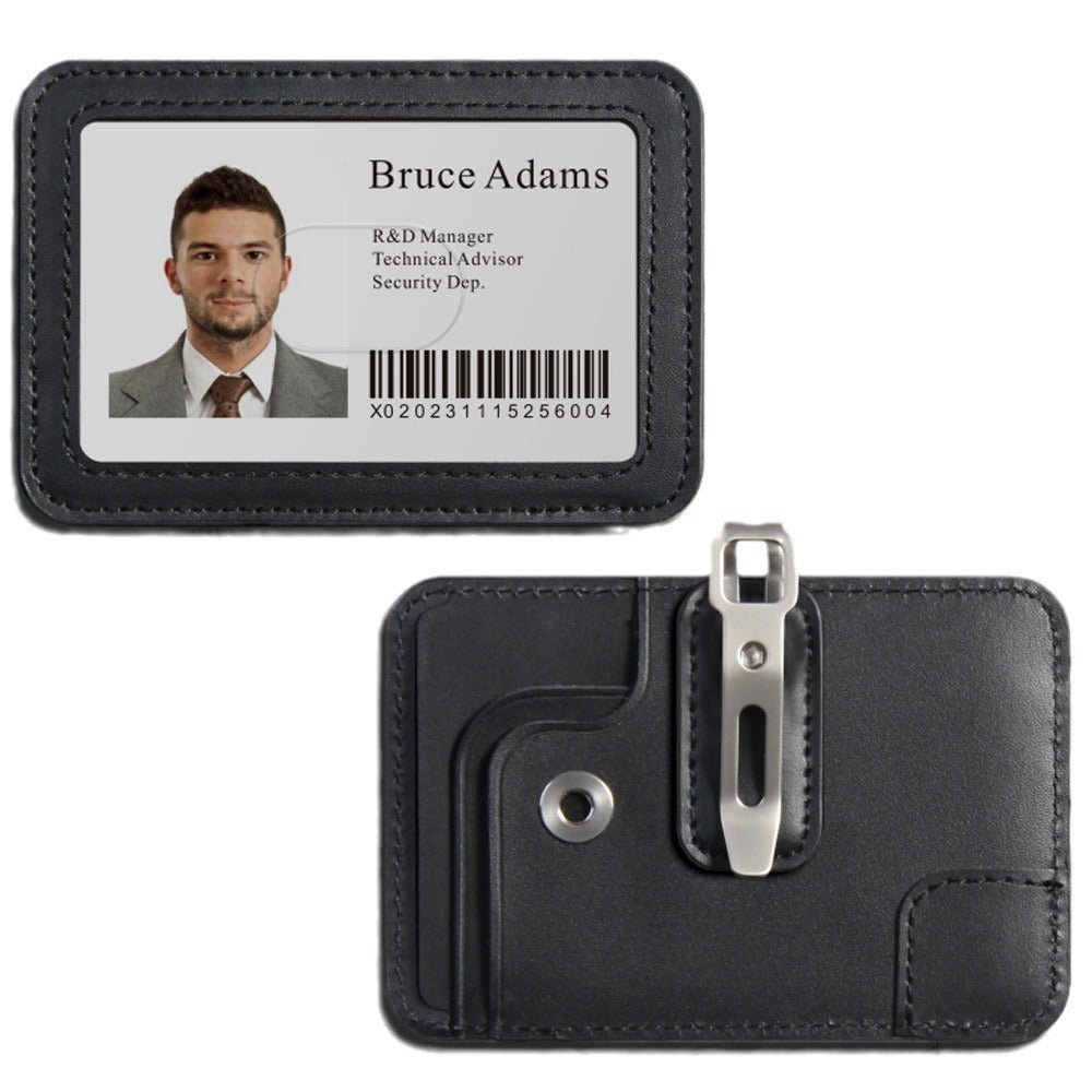 Genuine Leather Crazy Horse Work Bus Access Card Holder