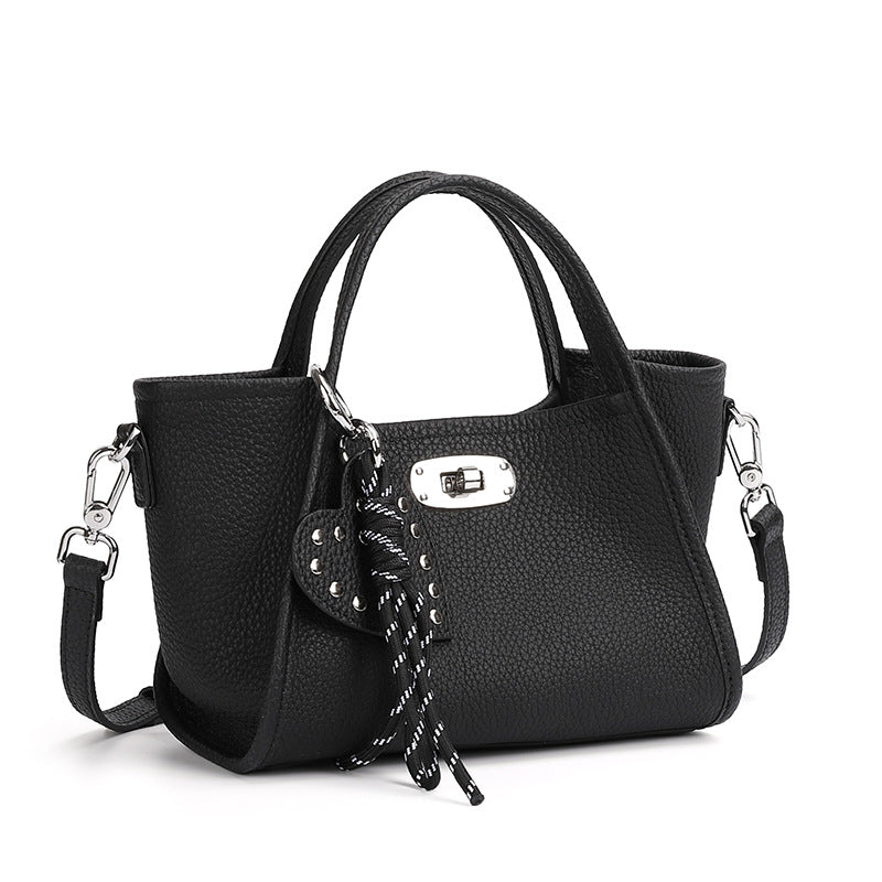 Women's First Layer Cattlehide Leather Fashion Portable Vegetable Basket Wild Genuine Women's Messenger Bag