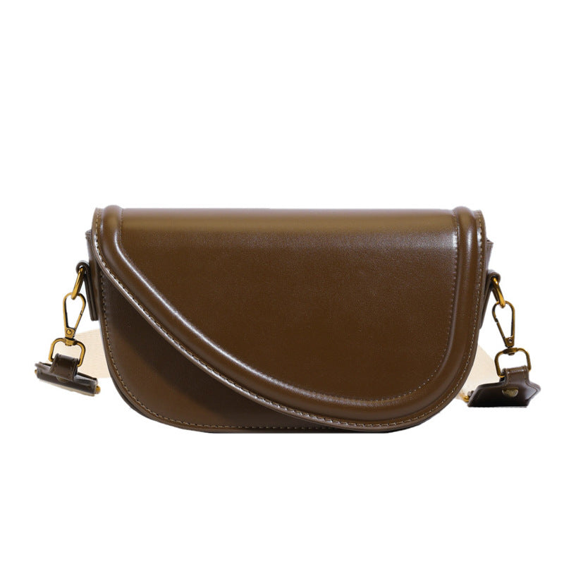 Women's Brown Early Autumn Fashion Korean Simple Saddle Women's Shoulder Bag