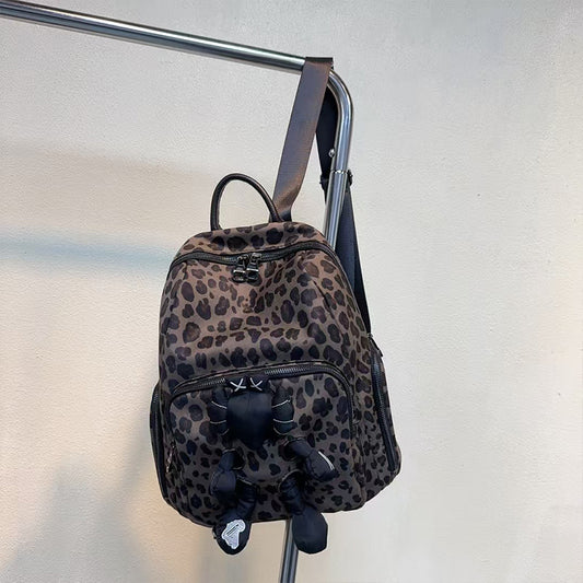Women's Leopard Print Nylon Cute Doll Commuter Women's Backpack