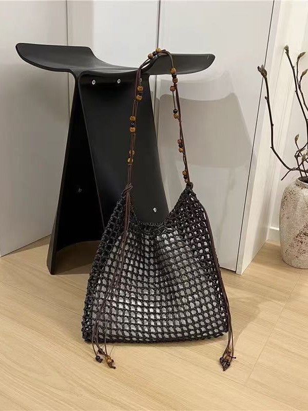 Women's Vacation Style Straw Hand-woven Hollow Portable Large Capacity Tote Bags