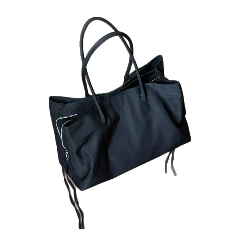 Style Gray Yellow Contrast Color Large Capacity Tote Bag