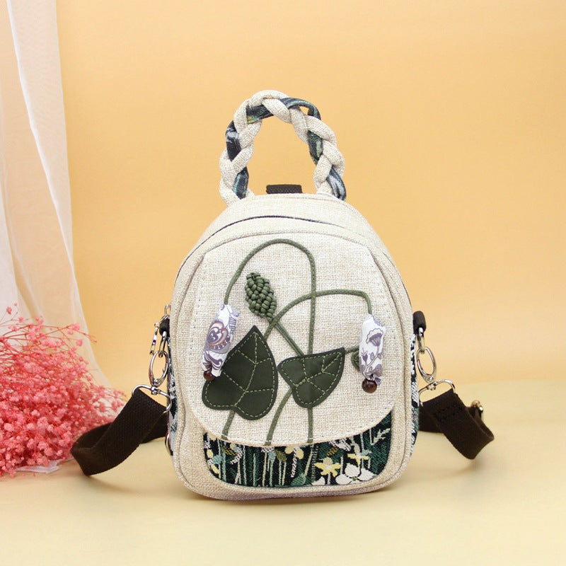 Women's Mini Ethnic Style Mobile Literary Retro Female Women's Backpack