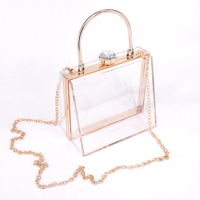 Dinner Inlaid Diamond Acrylic Transparent Creative Hand Carrying Coin Purses