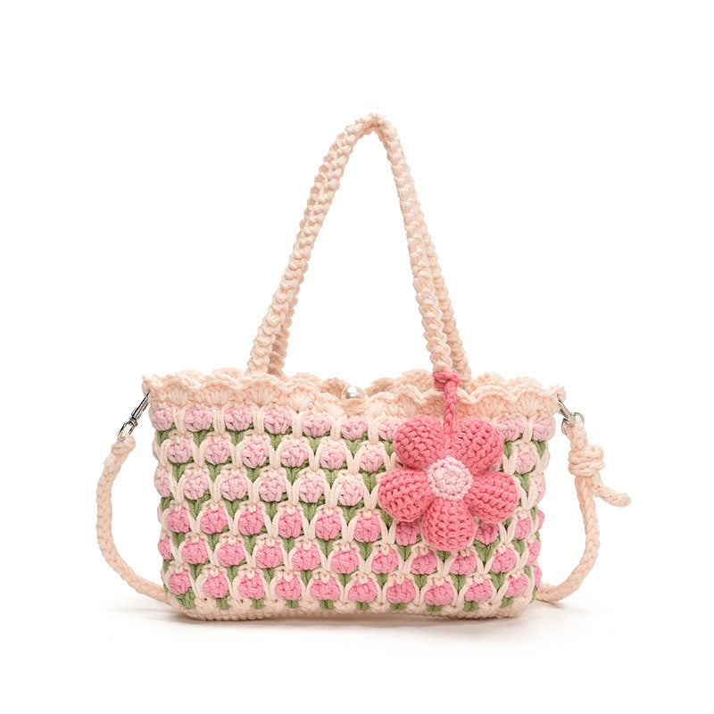 Tulip Wool Crocheted Woven Flower Sunflower Women's Messenger Bag