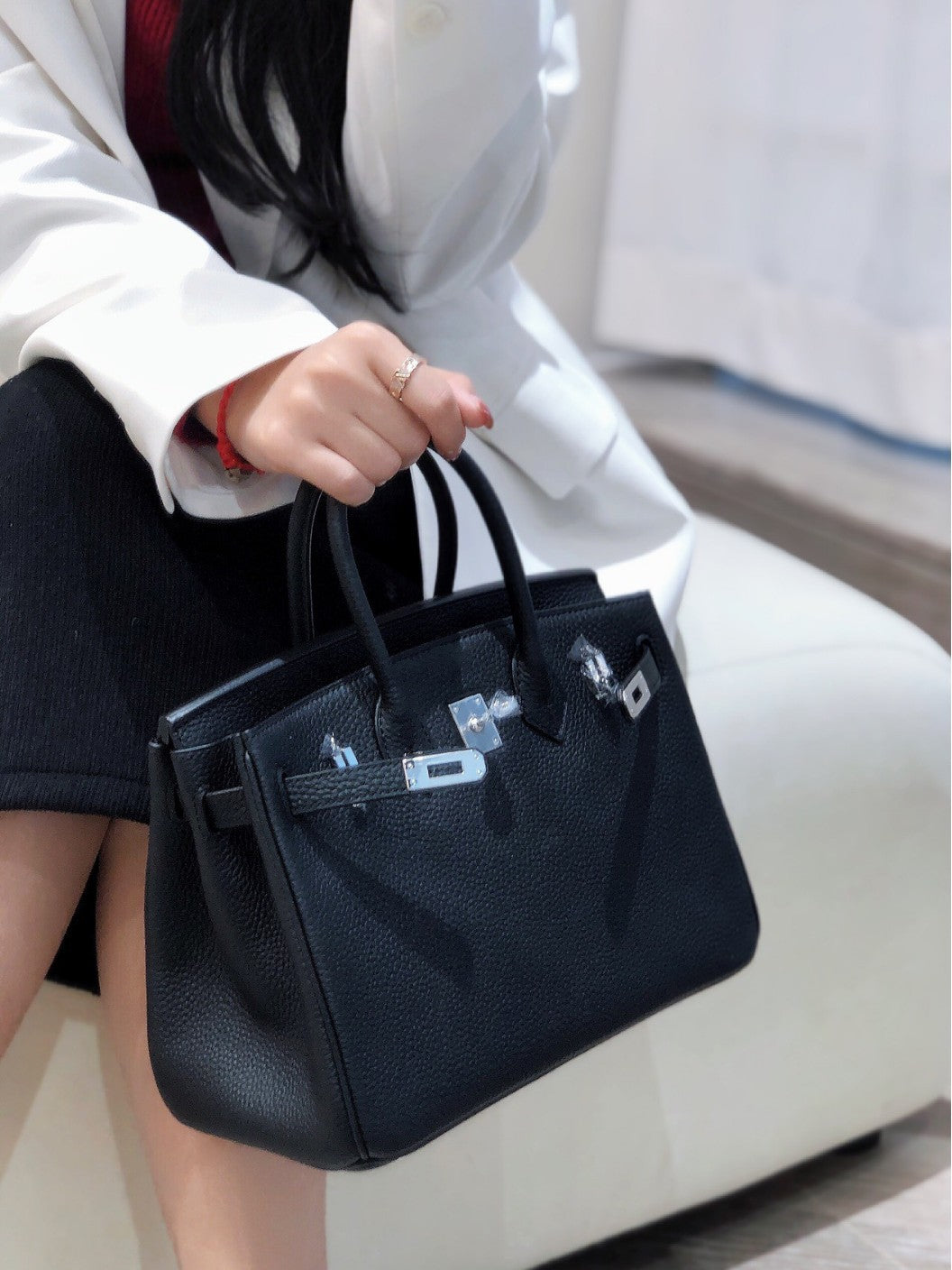 Women's Quality Retro First Layer Cowhide Lychee Pattern Women's Handbag